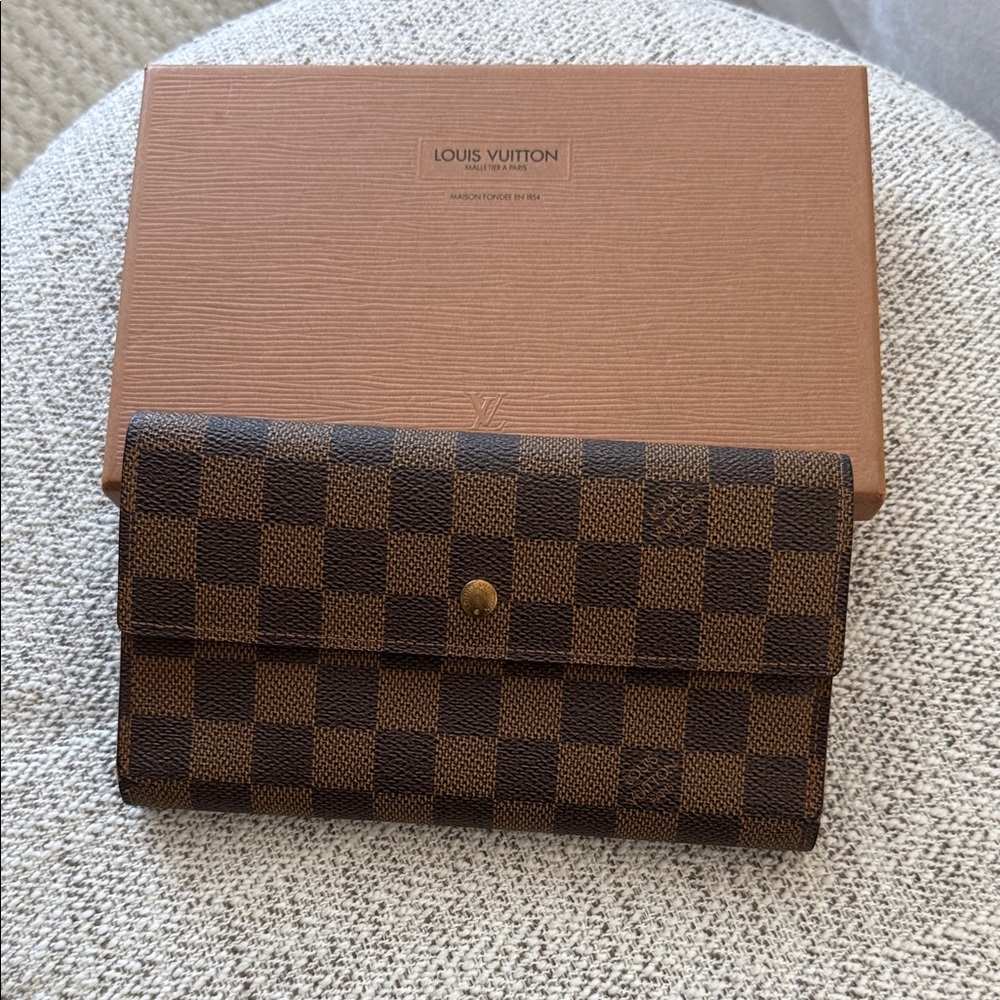 Louis Vuitton Brown Damier Ebene tri fold Wallet